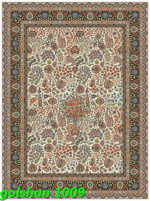 فرش ماشینی 1000 شانه طرح گشن کرم